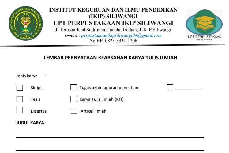 Surat Bebas Pustaka untuk Skripsi dan Tesis